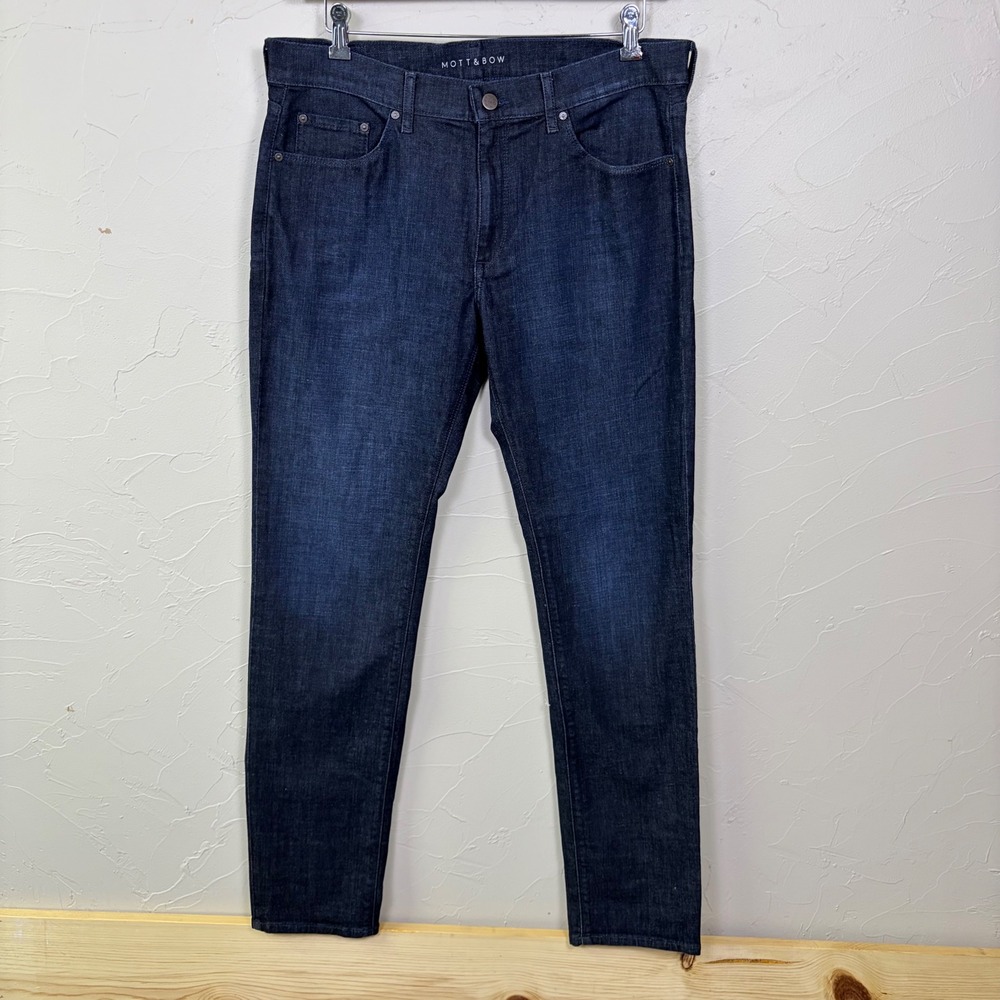 Mott & Bow Jeans Men 34x34 Slim Crosby Dark Wash Indigo Stretch Denim Minimalist